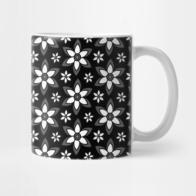 Black and white flower pattern design by Spinkly